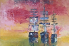 Three Frigates - Oil on Canvas NFS